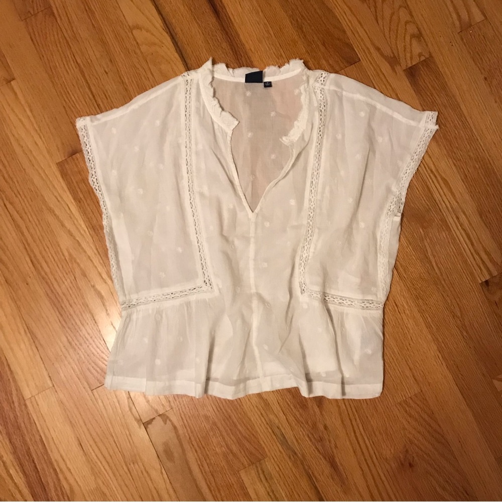 Gap Women’s White Peasant Top Size Medium